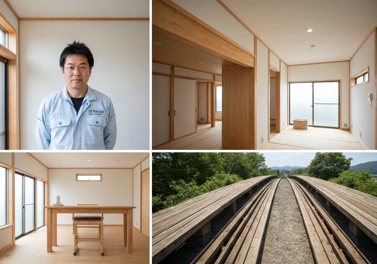 古い和室をホテルライクな主寝室へ改装したリノベーション完成写真、木目の壁面と間接照明が落ち着いた奥行きをつくる室内
